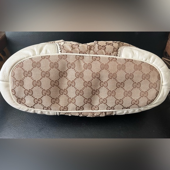 Gucci GG Mono beige / brown shoulder bag with tassels - Picture 7 of 12